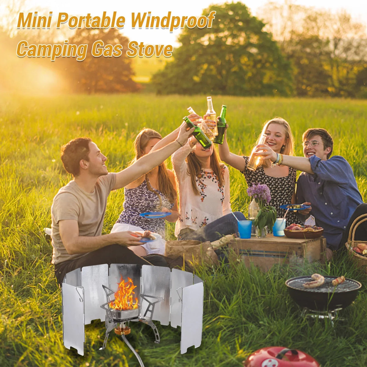 Apexeon Camping Stove Kit: Portable Gas Stove for Outdoor Cooking - Lightweight and Easy to Carry