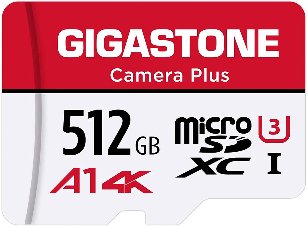 Gigastone 512GB Camera Plus Micro SD memory Card 100MB/s, Full HD Video, U1 Class 10 compatible with Nintendo Switch Dash Cams GoPro Camera Samsung Canon Nikon Drone