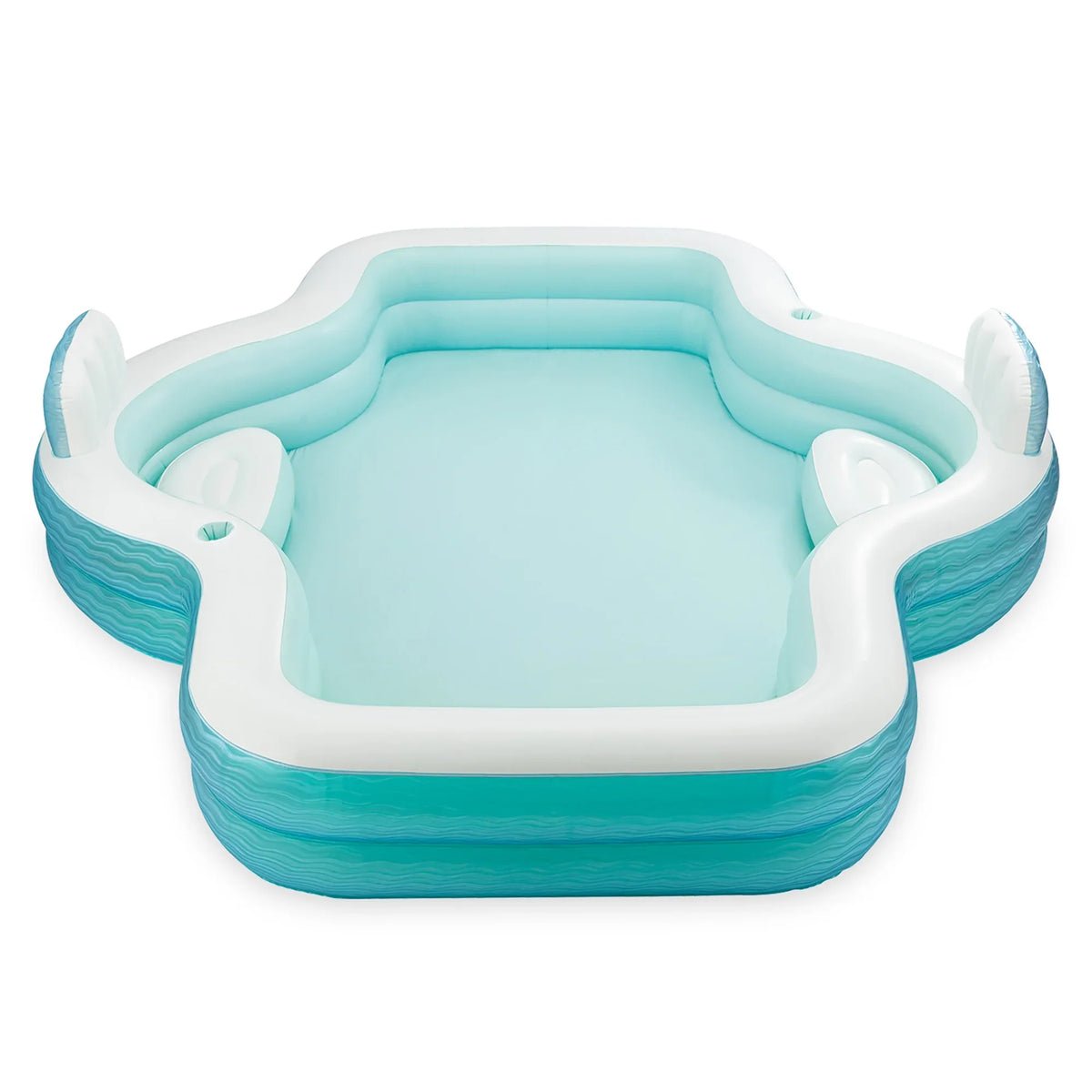 Funsicle: Shimmer Party Pool - 10ft Inflatable Lounge Pool, Teal & White, 120x110x18", Cup Holders, Comfortable Backrests, Outdoor Family Pool
