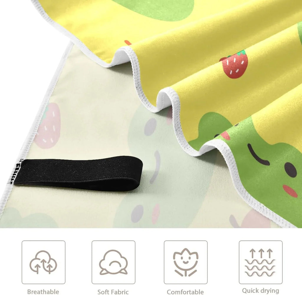 Bestwell Cute Cartoon Frog Beach Towel - Lightweight Compact Oversized Travel Towels - Super Absorbent Quick Dry Towel for Swimming Camping Holiday（194）