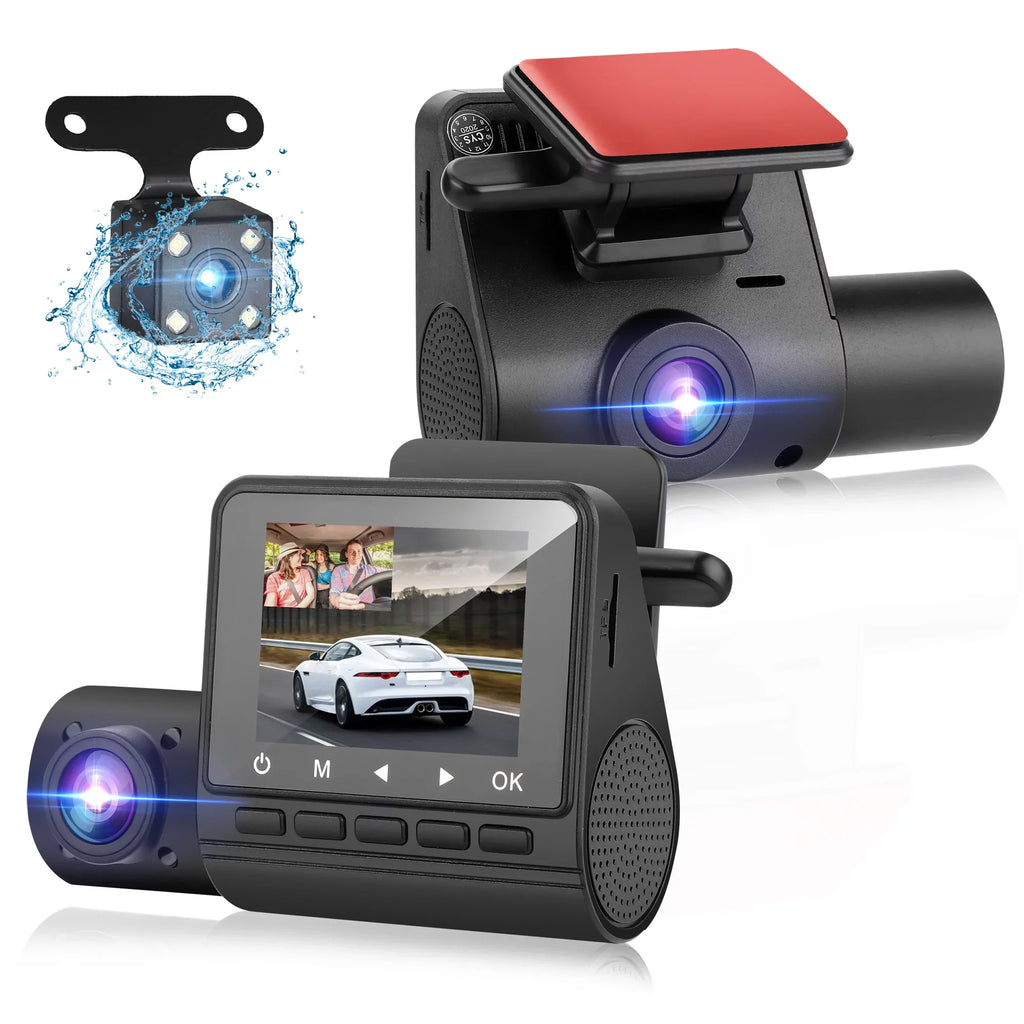 Dual Dash Cam, TSV 1080P Car Driving Recorder Camera, 170° Wide Angle Front Inside Camera with Night Vision, Loop Recording, G-Sensor, Parking Mode, Motion Detection, HDR, Black