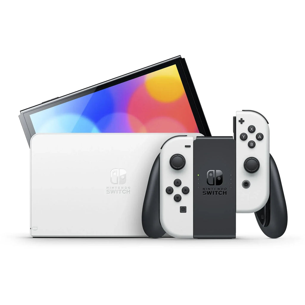 Nintendo Switch OLED Console White with Super Mario Maker 2 and Screen Cleaning Cloth