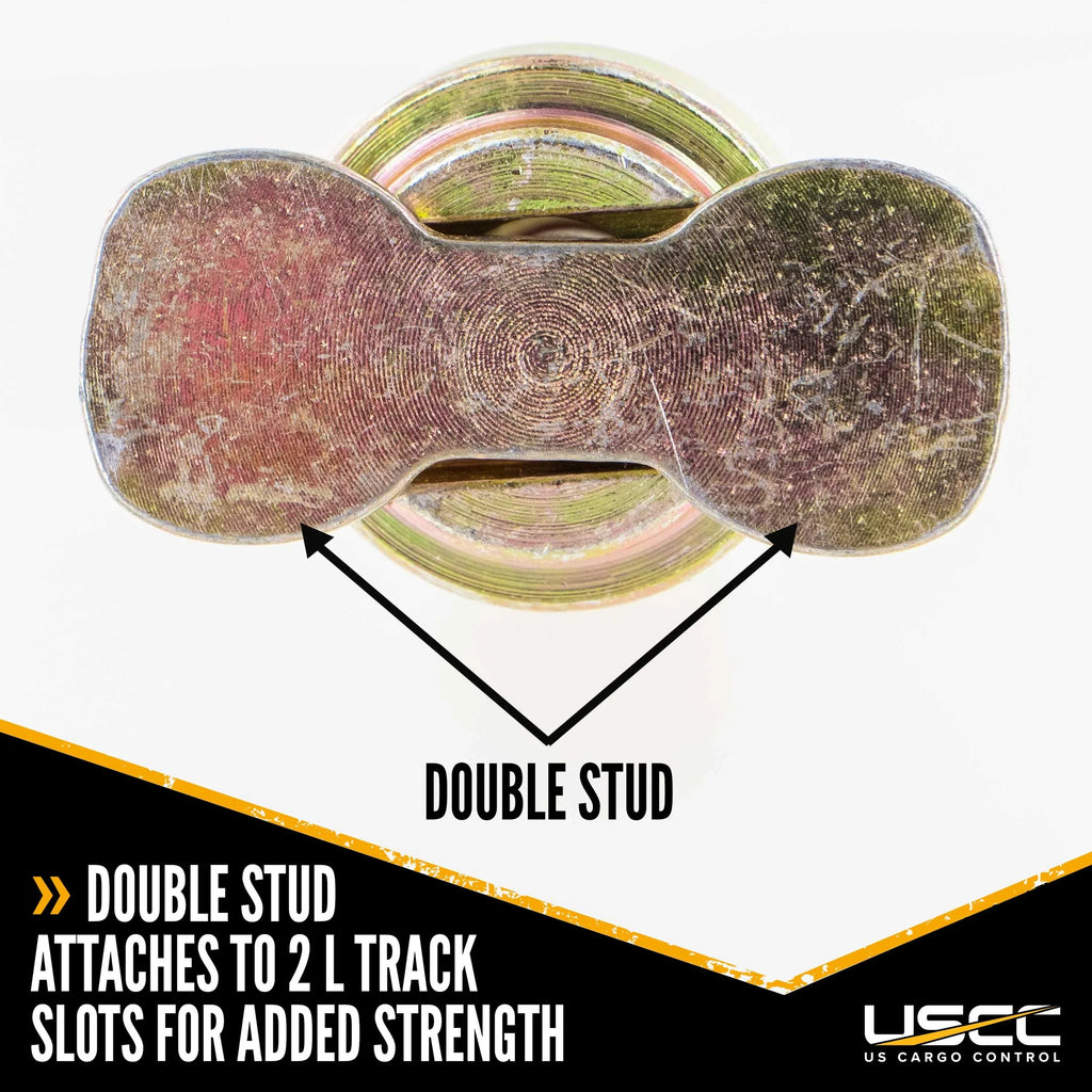 US Cargo Control L Track Double Lug Threaded Stud Fitting, Use With L Track Rails In Your Truck Or Trailer To Create Heavy-Duty Bolt Down Anchor Points, Working Load Limit Of 1,833 Pounds, 10 Pack