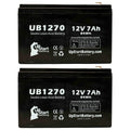 2x Pack - Compatible Upsonic PCM200 Battery - Replacement UB1270 Universal Sealed Lead Acid Battery (12V, 7Ah, 7000mAh, F1 Terminal, AGM, SLA) - Includes 4 F1 to F2 Terminal Adapters