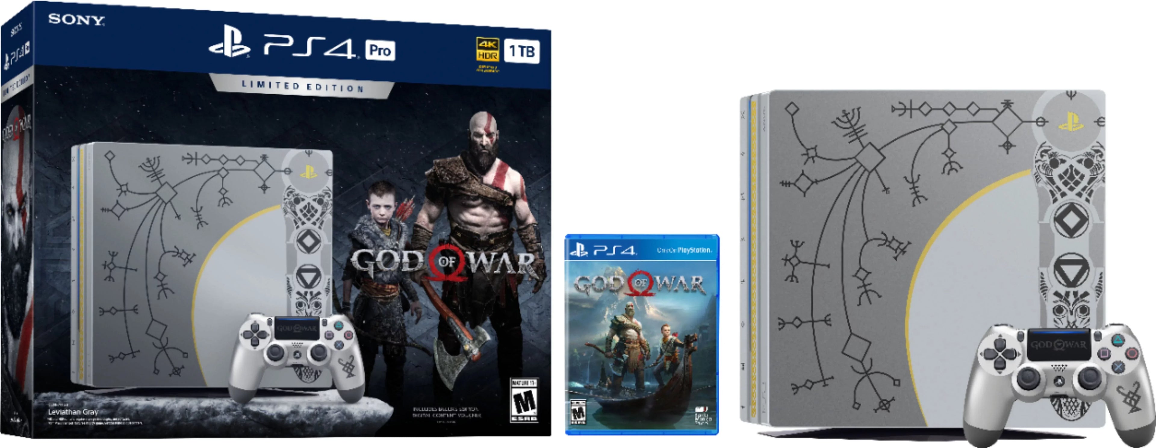 Used Sony PlayStation 4 Pro 1TB God of War Bundle, CUH-7115B