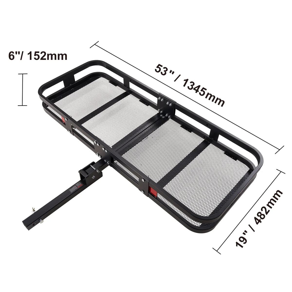 BENTISM Hitch Mount Cargo Carrier 60x24x6in 500lb Foldable Steel Cargo Basket with Waterproof Bag Cargo Net Ratchet Straps Fits 2" Receiver