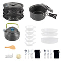 6588 Camping Cookware Mess Kit, Non-Stick Pot and Pan Set with Kettle for Cooking, Hiking, and Backpacking