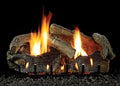 24" Stacked Aged Oak Logset with Manual VF/V Slope Glaze Burner, NG