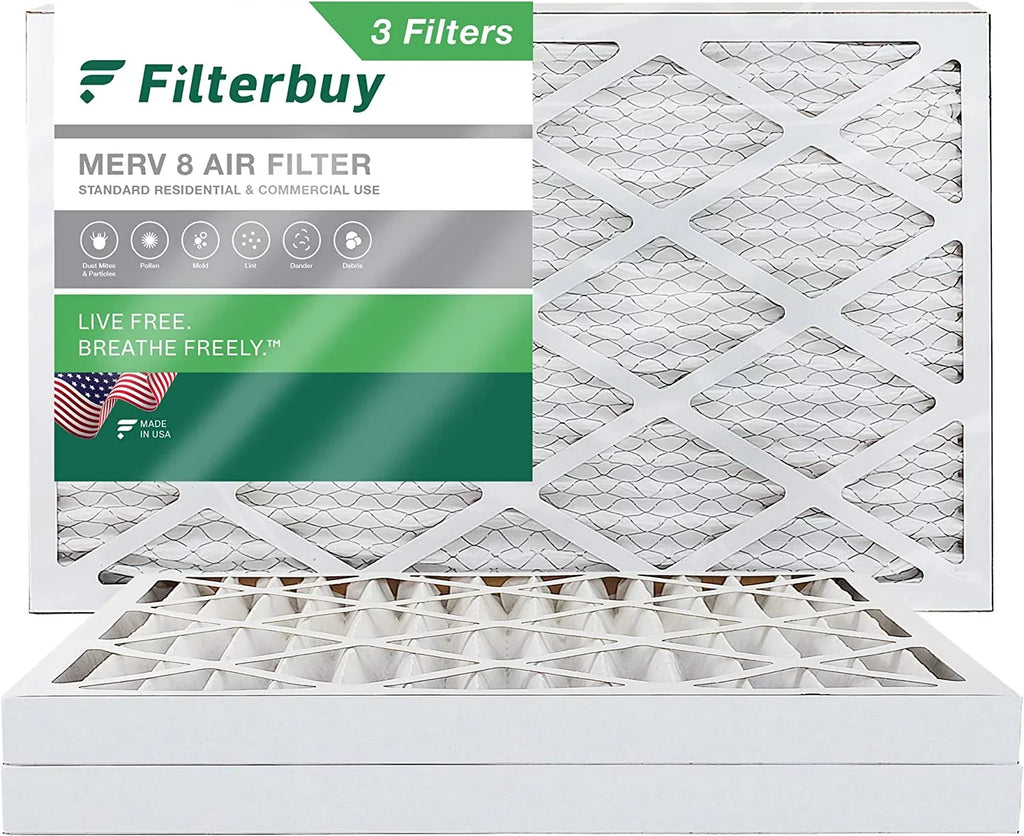 Filterbuy 16x25x2 MERV 8 Pleated HVAC AC Furnace Air Filters (3-Pack)