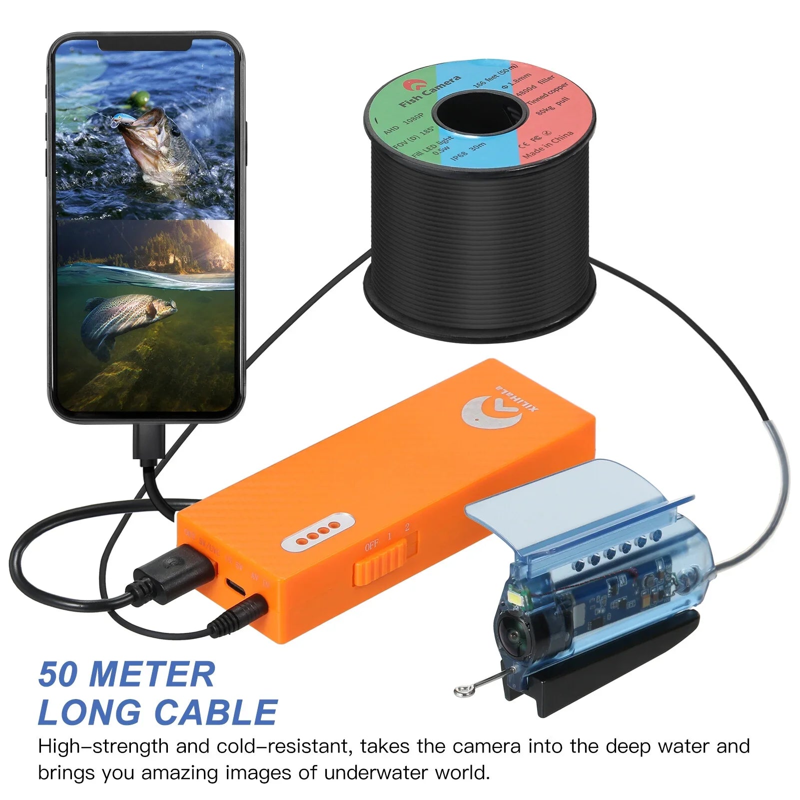 Gofishup 1080P Underwater Fishing Camera Fish Finder with APP Control, Live Video for Ice Lake Sea Boat Kayak Fishing