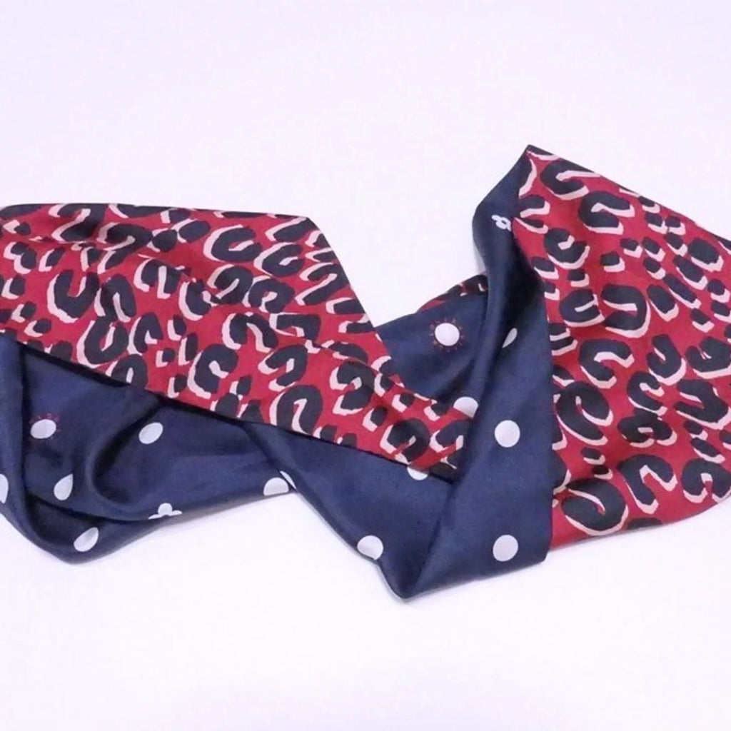 Pre-Owned Louis Vuitton Scarf Snood Leopard Navy x Red Multicolor 100% Silk Women's M74608 (Good)