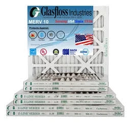 Glasfloss 16x24x1 - MERV 10 -Qty:12 - Furnace Air Filter - Made in USA (Actual Size: 15.5 x 23.5x7/8 inch)