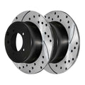 AutoShack Rear Drilled Slotted Brake Rotors Black Pair of 2 Driver and Passenger Side Replacement for Jeep Patriot Compass Dodge Avenger Caliber Chrysler 200 Sebring Mitsubishi Lancer V6 FWD PR63038LR