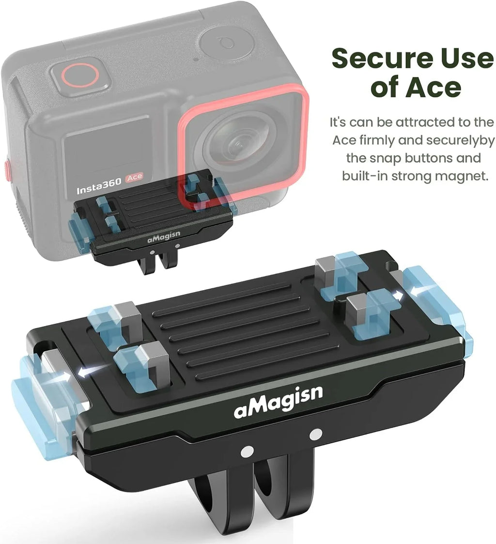 GAEKOL Insta360 Ace Pro Quick Release Mount, Snap-On Magnetic 2 Prong Mount and 1/4 Thread Mount for Insta360 Ace Pro / Insta360 Ace