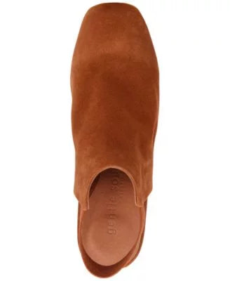 GENTLE SOULS KENNETH COLE Womens Luggage Brown Slingback Cushioned Ankle Strap Gentle Souls Estu Square Toe Wedge Slip On Leather Shootie 9 M