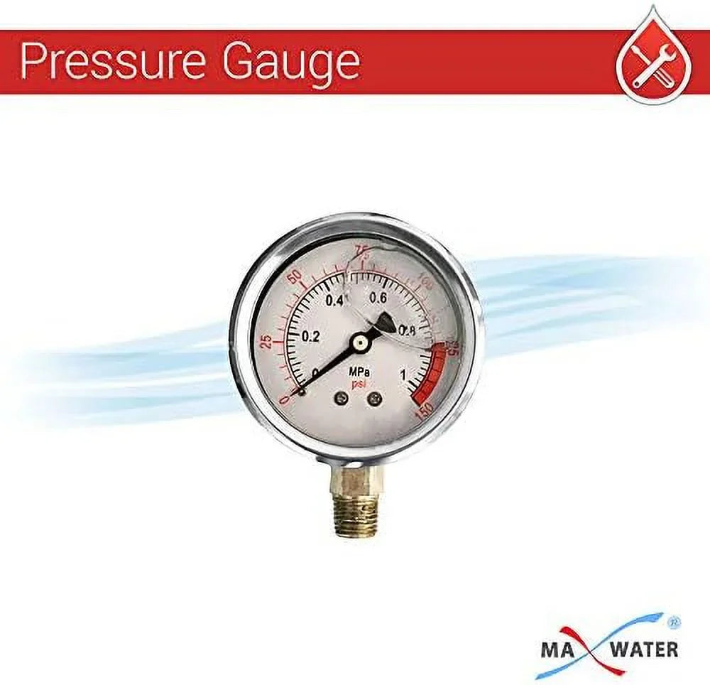 2 Pack 10" BB Clear Whole House  System Filter Housing 1" NPT Brass Ports W/Pressure Release, 2 Pressure Gauges, Wrench  2 Brackets
