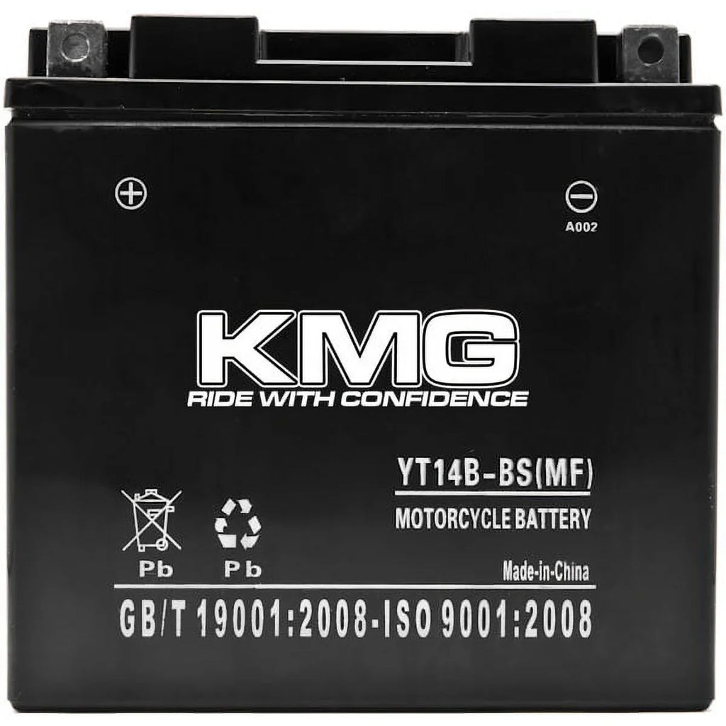 YT14B-BS Battery Compatible with Yamaha 1700 XV17P Road Star Warrior 2002-2008 Sealed Maintenance Free 12V Battery High Performance SMF OEM Replacement Powersport Motorcycle ATV Snowmobile Watercraft
