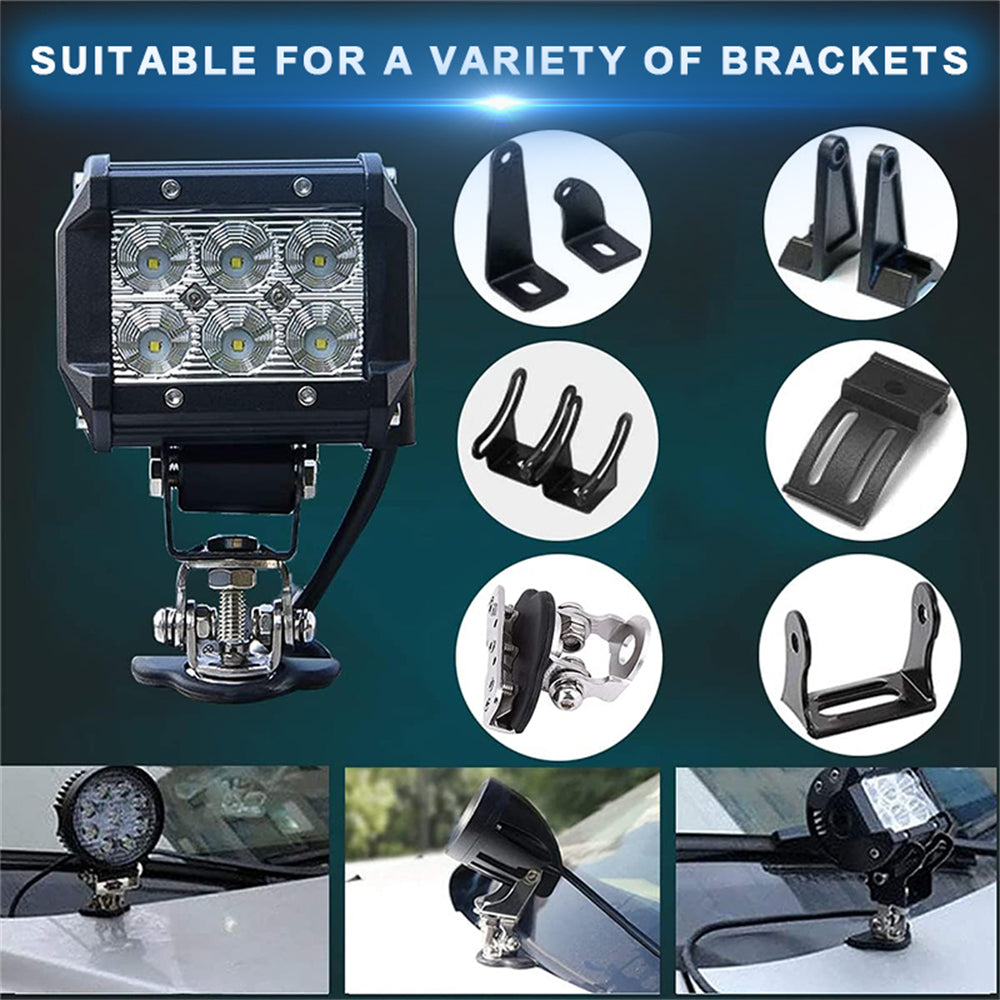 Jercoda 2 Set 45W LED Work Light with LED Work Light Bar Mount Bracket Clamp Holder for DIY Car Truck ATV SUV Universal Cars
