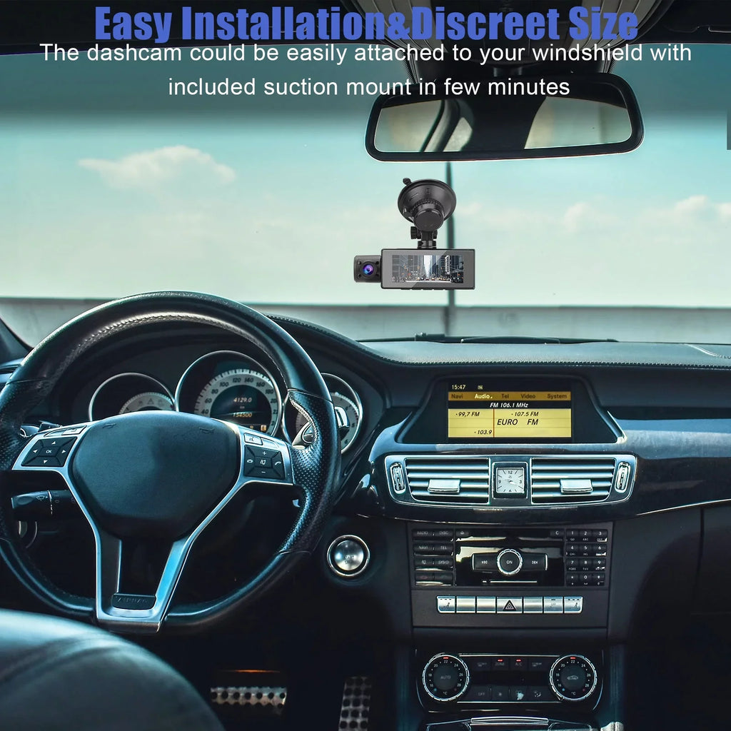 Dual Dash Cam, TSV 1080P Driving Recorder Camera for Cars, 170° Wide Angle Front Inside Camera with 3.16inch Screen, Night Vision, Loop Recording, G-Sensor, Parking Monitor, WDR