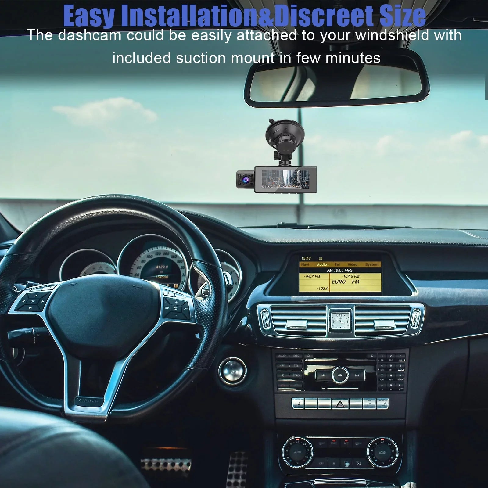 Dual Dash Cam, TSV 1080P Driving Recorder Camera for Cars, 170° Wide Angle Front Inside Camera with 3.16inch Screen, Night Vision, Loop Recording, G-Sensor, Parking Monitor, WDR