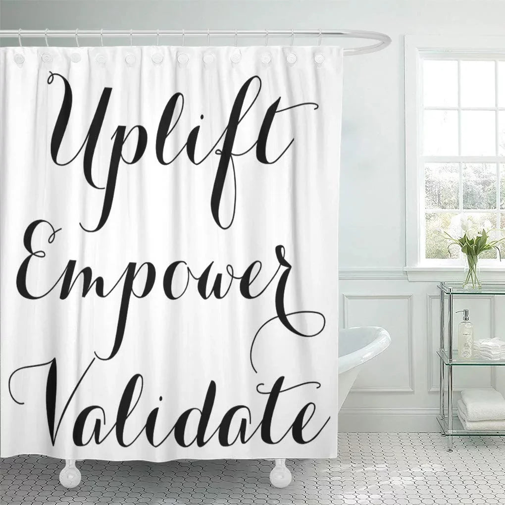 CYNLON Makeup Uplift Empower Presenter Younique Mascara Catalog Purse Marketing Bathroom Decor Bath Shower Curtain 66x72 inch