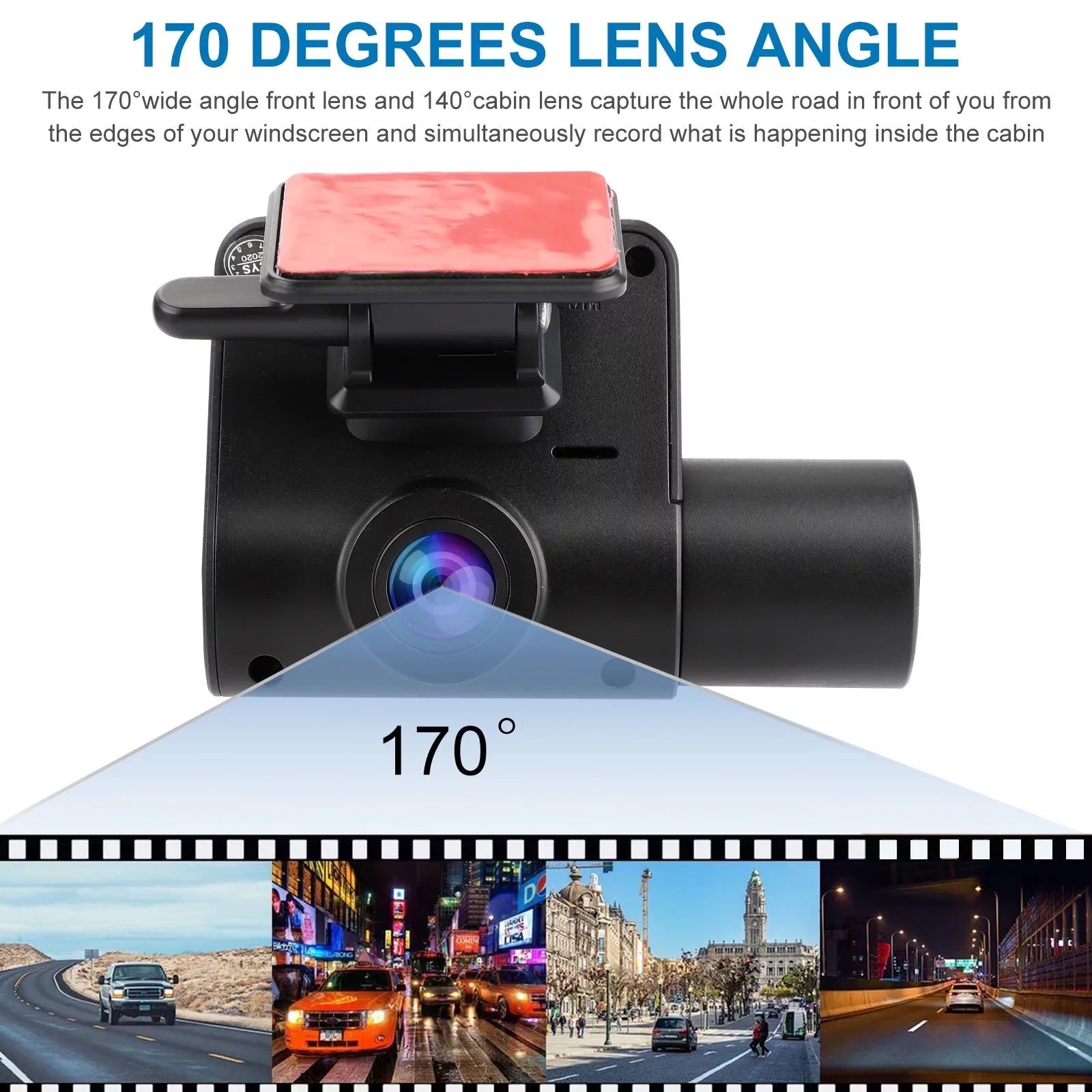 Dual Dash Cam, TSV 1080P Car Driving Recorder Camera, 170° Wide Angle Front Inside Camera with Night Vision, Loop Recording, G-Sensor, Parking Mode, Motion Detection, HDR, Black
