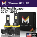 Mega Racer Ford Escape Wireless H11 H8 H9 H16 LED Headlight Bulbs 6500K Cool White 12V 50W 12000LM Ford Escape 2017 2018 2019 17 18 19 High/ Low Beam/ Fog Light Automotive Replacement