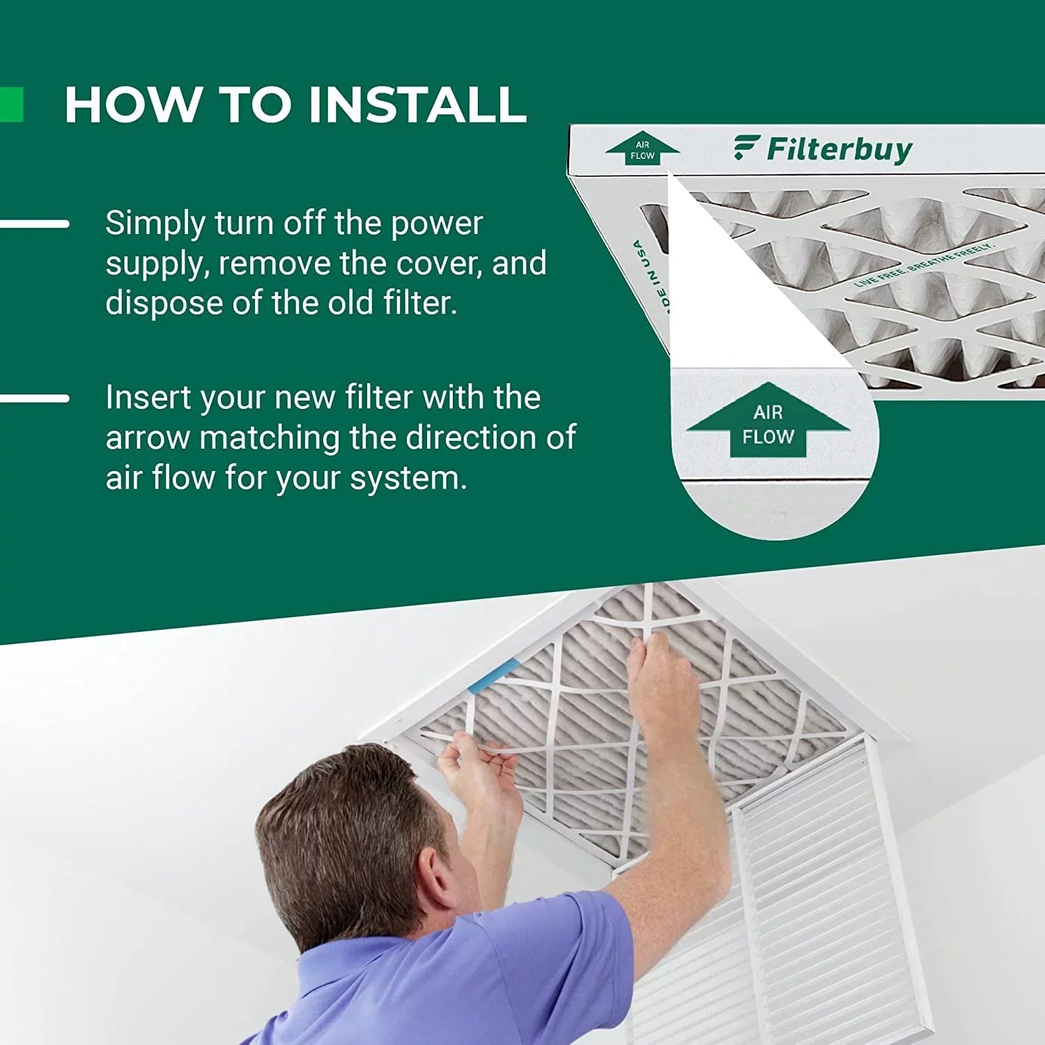 Filterbuy 10x24x1 MERV 11 Pleated HVAC AC Furnace Air Filters (6-Pack)