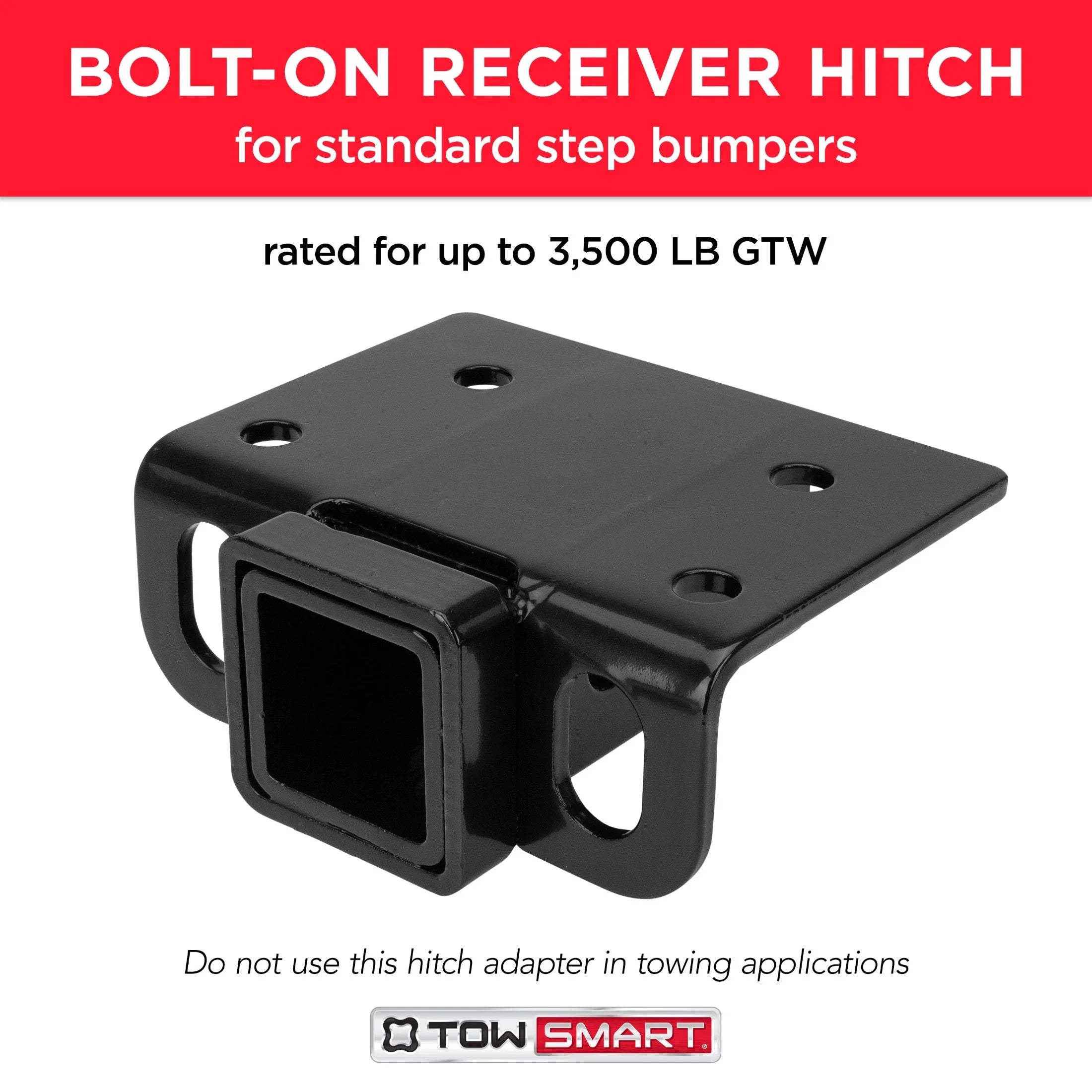 TowSmart 7285 Class II Step Bumper Receiver Hitch 2" Receiver Opening, Black