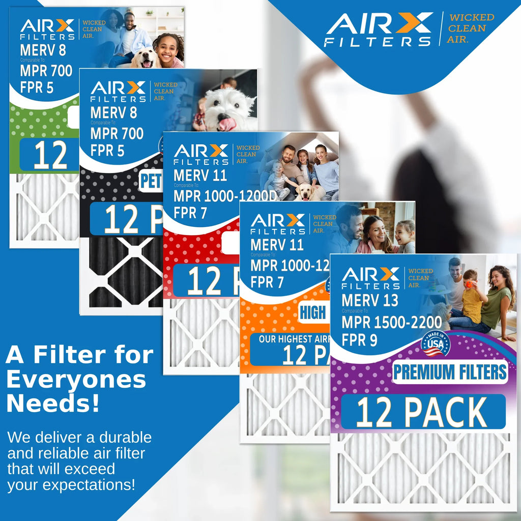 18x24x1 Air Filter MERV 8 Rating, 12 Pack of Furnace Filters Comparable to MPR 700 & FPR 5 - Made in USA by AIRX FILTERS WICKED CLEAN AIR.