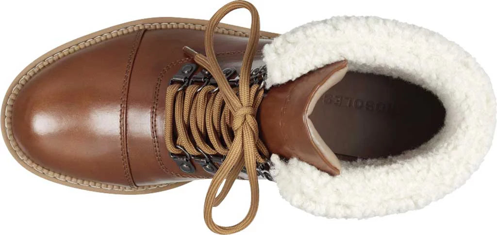 Women's Aerosoles Alden Wedge Hiker Bootie Tan Faux Leather/Faux Shearling 11 M