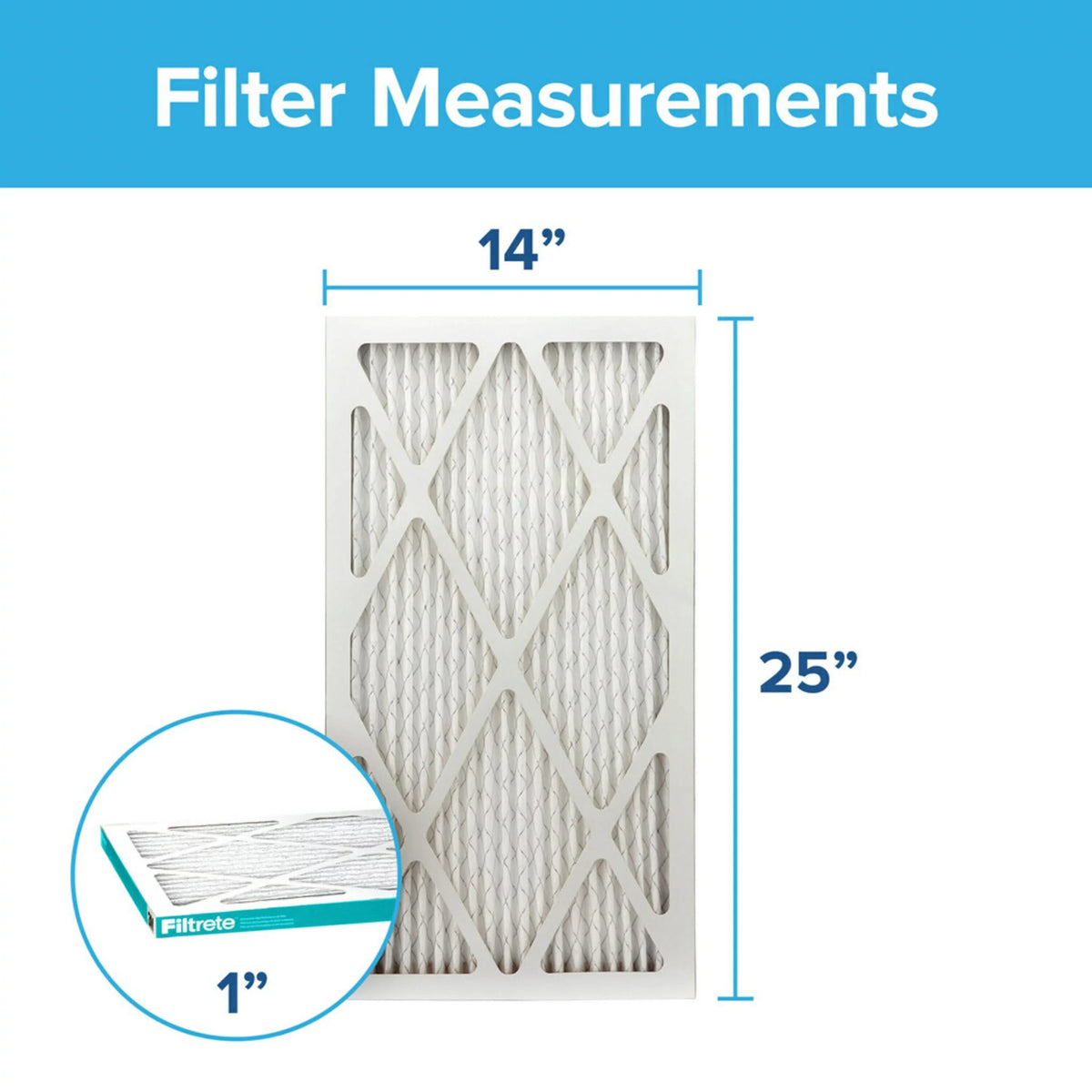 Filtrete by 3M 14x25x1, MERV 11, Allergen Reduction HVAC Furnace Air Filter, 1200 MPR, 4 Filters