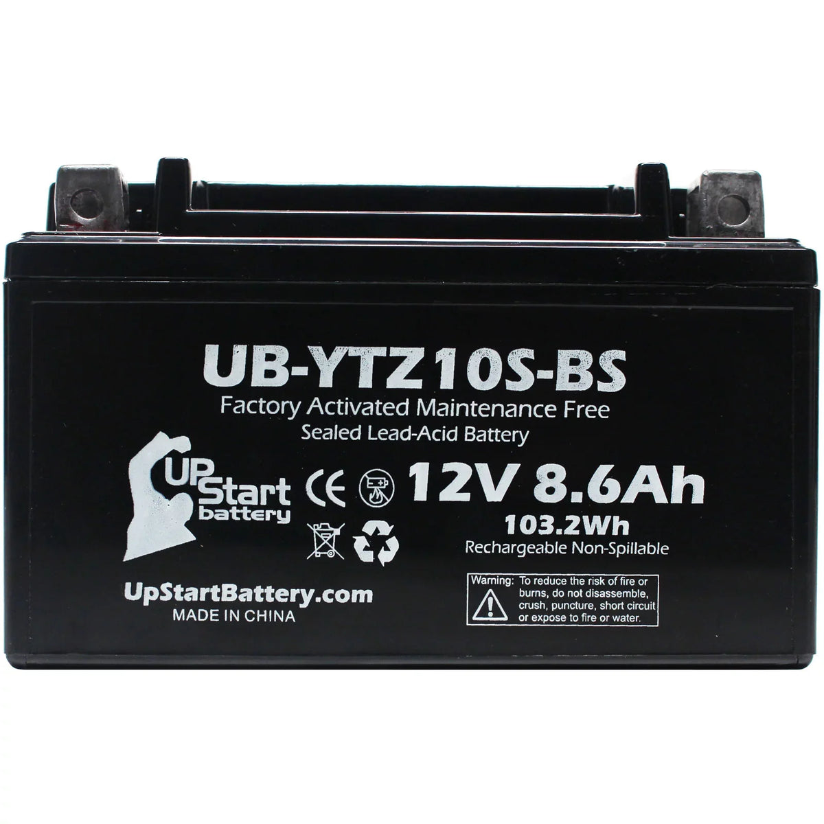 4-Pack UpStart Battery Replacement for 2005 Yamaha YZF-R1 1000CC Factory Activated, Maintenance Free, Motorcycle Battery - 12V, 8.6Ah, UB-YTZ10S-BS