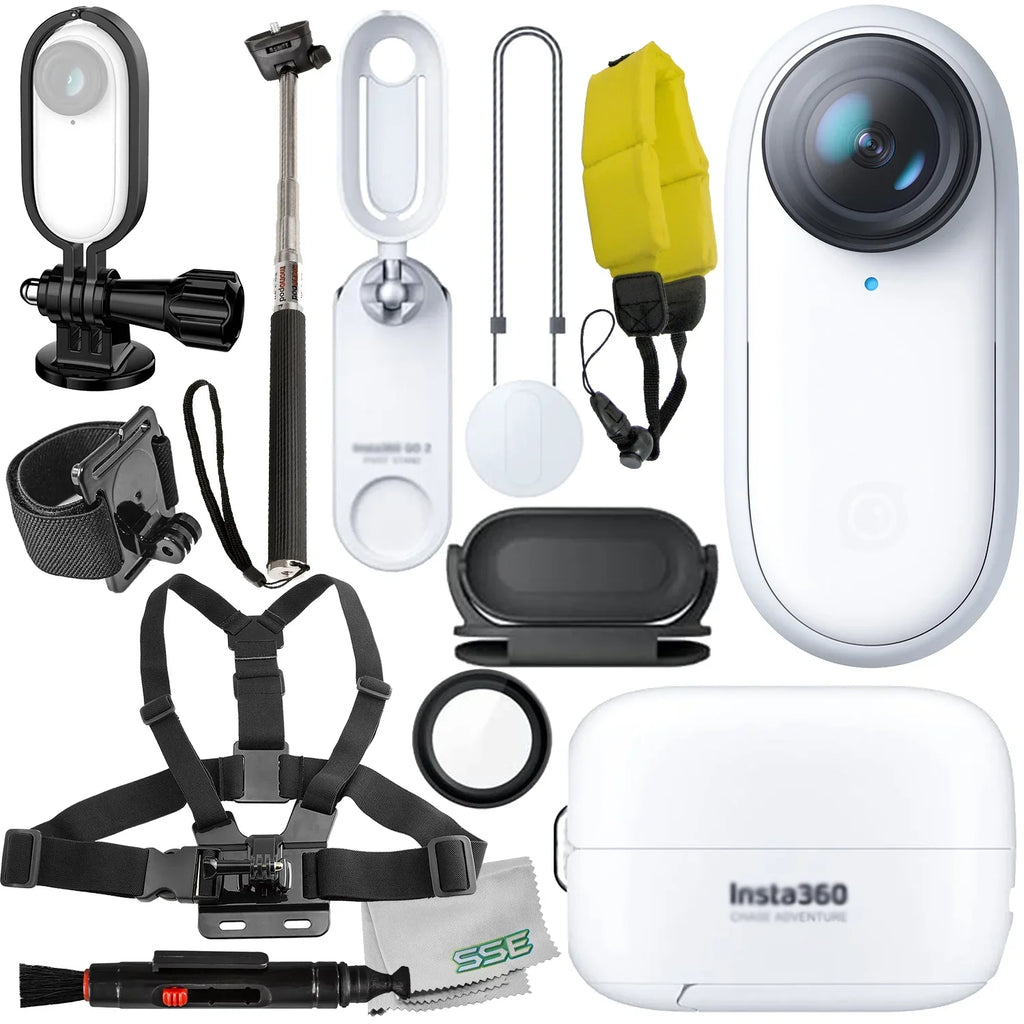 Ultimaxx Starter Insta360 GO 2 Action Camera Bundle - Includes: Action Camera Frame Adapter, Selfie-Stick, Floating Wrist Strap & Much More