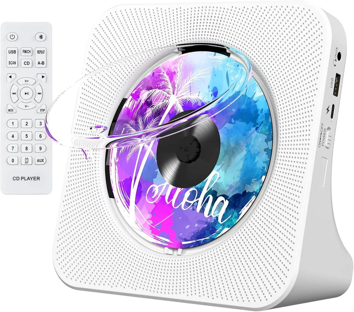 Gueray Portable CD Player with Bluetooth, Desktop CD Music Players for Home Built-in Double HiFi Sound Speakers, Support AUX&USB Headphone Jack, FM Radio Boombox, LCD Screen Monitor for Kids Gift