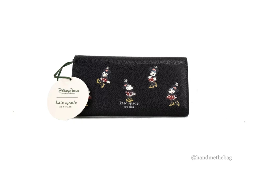 Kate Spade X Disney (K9760) Black Leather Minnie Mouse Wallet Crossbody Handbag
