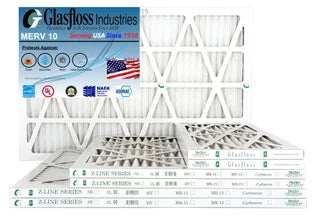 Glasfloss 20x36x1 - MERV 10 -Qty:12 - Furnace Air Filter - Made in USA (Actual Size: 19.5 x 36.5x7/8 inch)