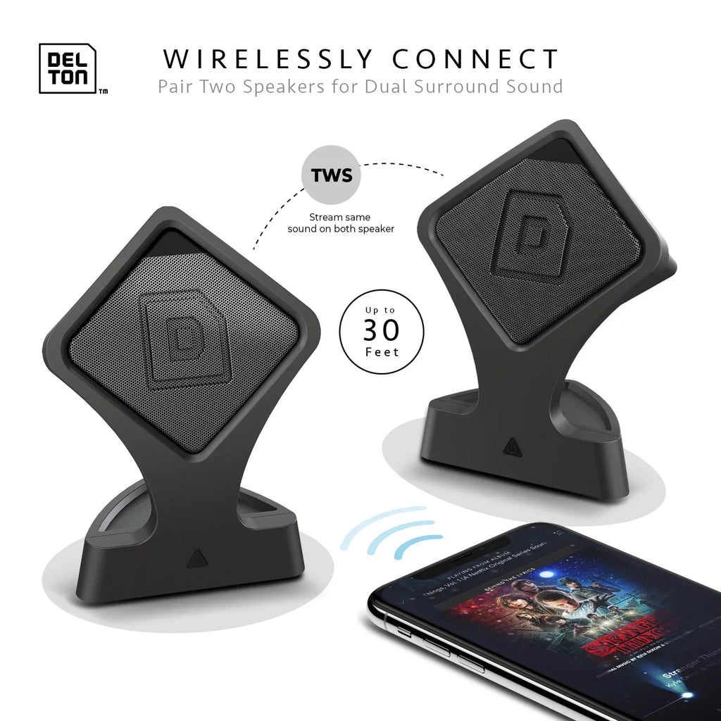 Delton True Wireless Speaker, Portable Bluetooth Speaker with Mic (Twin Pack), Dynamic HD Sound and Bass