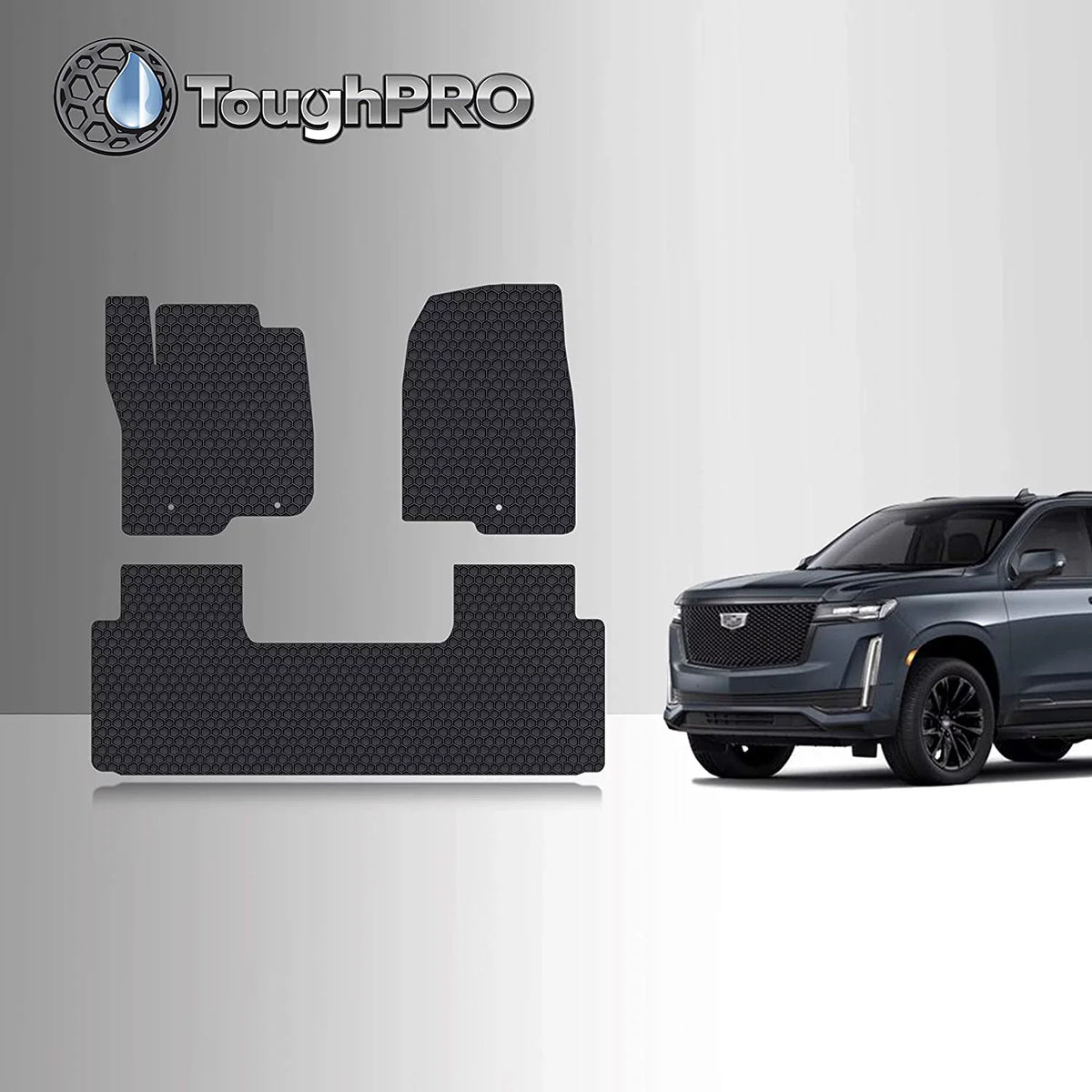 TOUGHPRO Floor Mat Accessories Set (Front Row + 2nd Row) Compatible with Cadillac Escalade ESV - All Weather - Heavy Duty - (Made in USA) - 2021