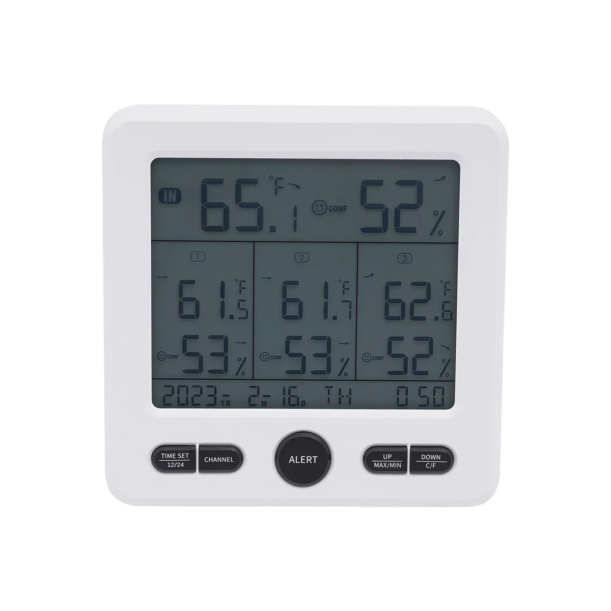 Digital Indoor Outdoor Hygrometer Thermometer Humidity Meter LCD 3 Sensors