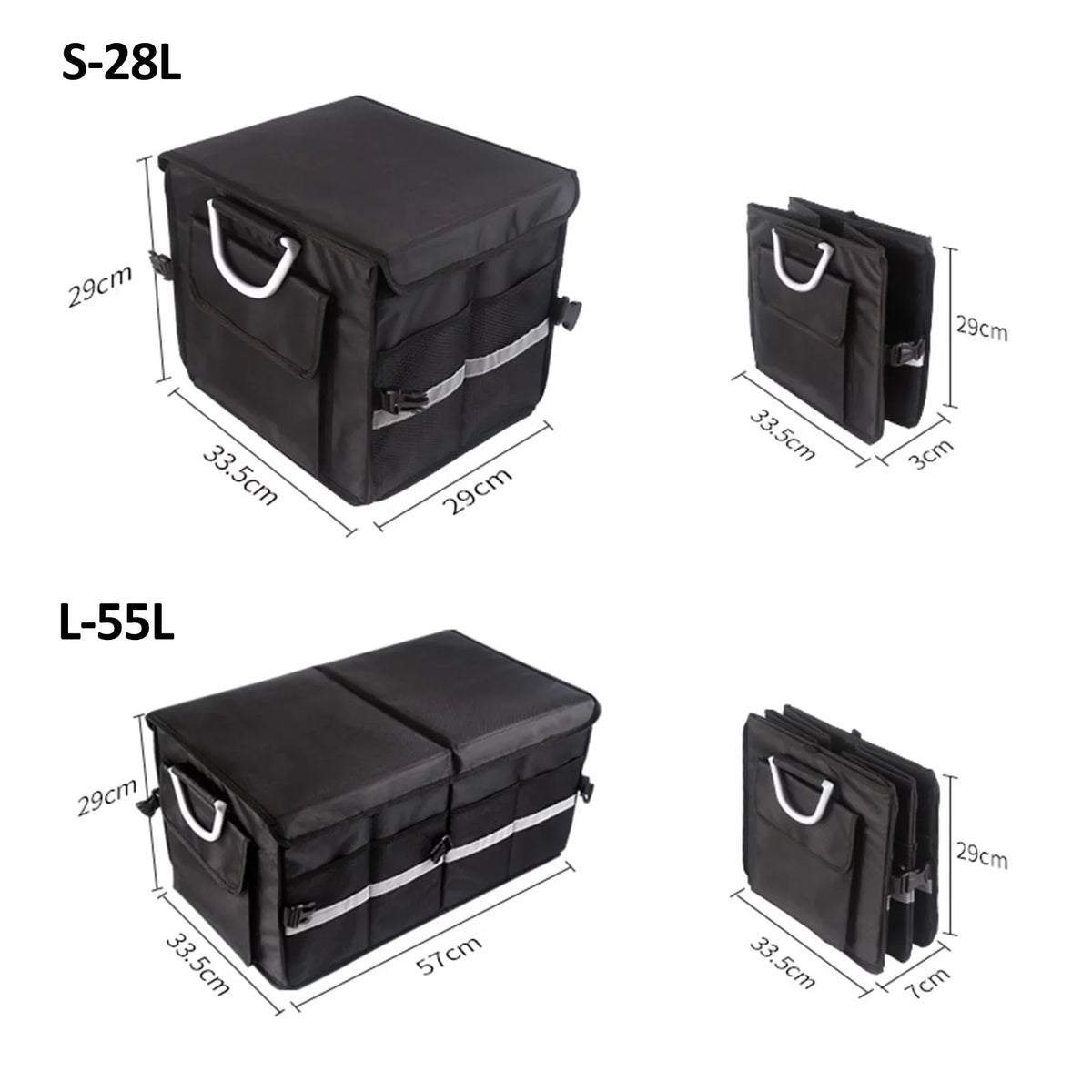 OWSOO Car Trunk Organizer Car Trunk Storage Box Automotive Cargo Organizer Oxford Cloth Folding Car Storage Box with Reflective Strip 55L