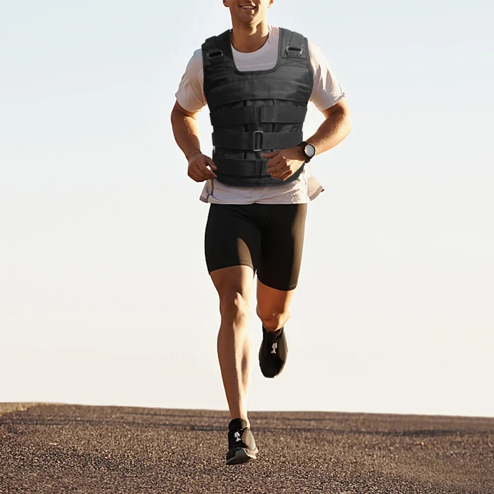 Walmeck Waistcoat, Adjustable Weighted Vest for Strength Training , 50kg Max. Load (Empty), Oxford Exercise Weight Loading
