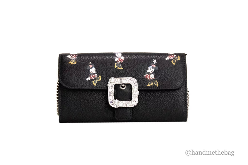 Kate Spade X Disney (K9760) Black Leather Minnie Mouse Wallet Crossbody Handbag