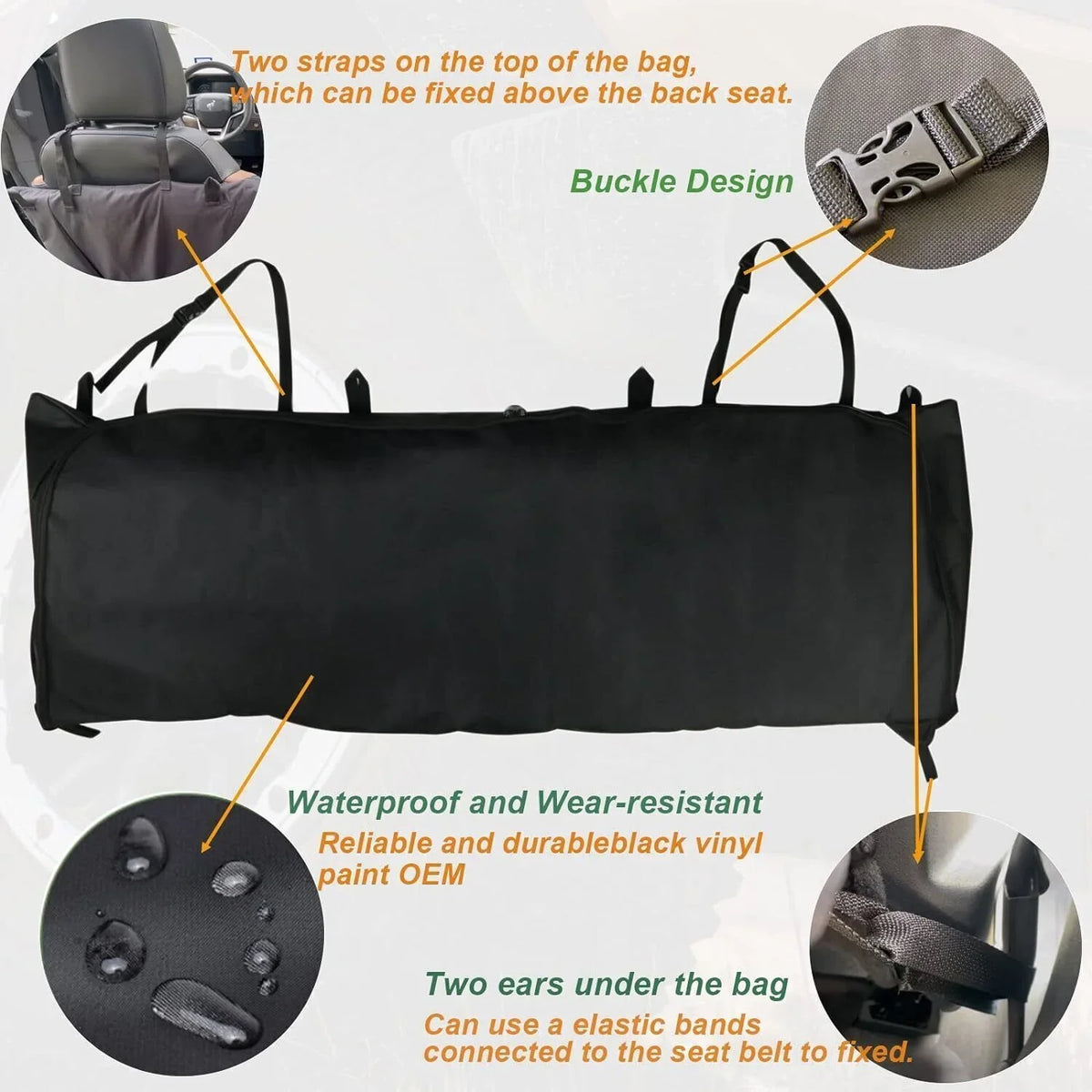 For Ford Bronco 2021 2022 4 Door 600D Soft Top Rear Window Storage Bag Organizer