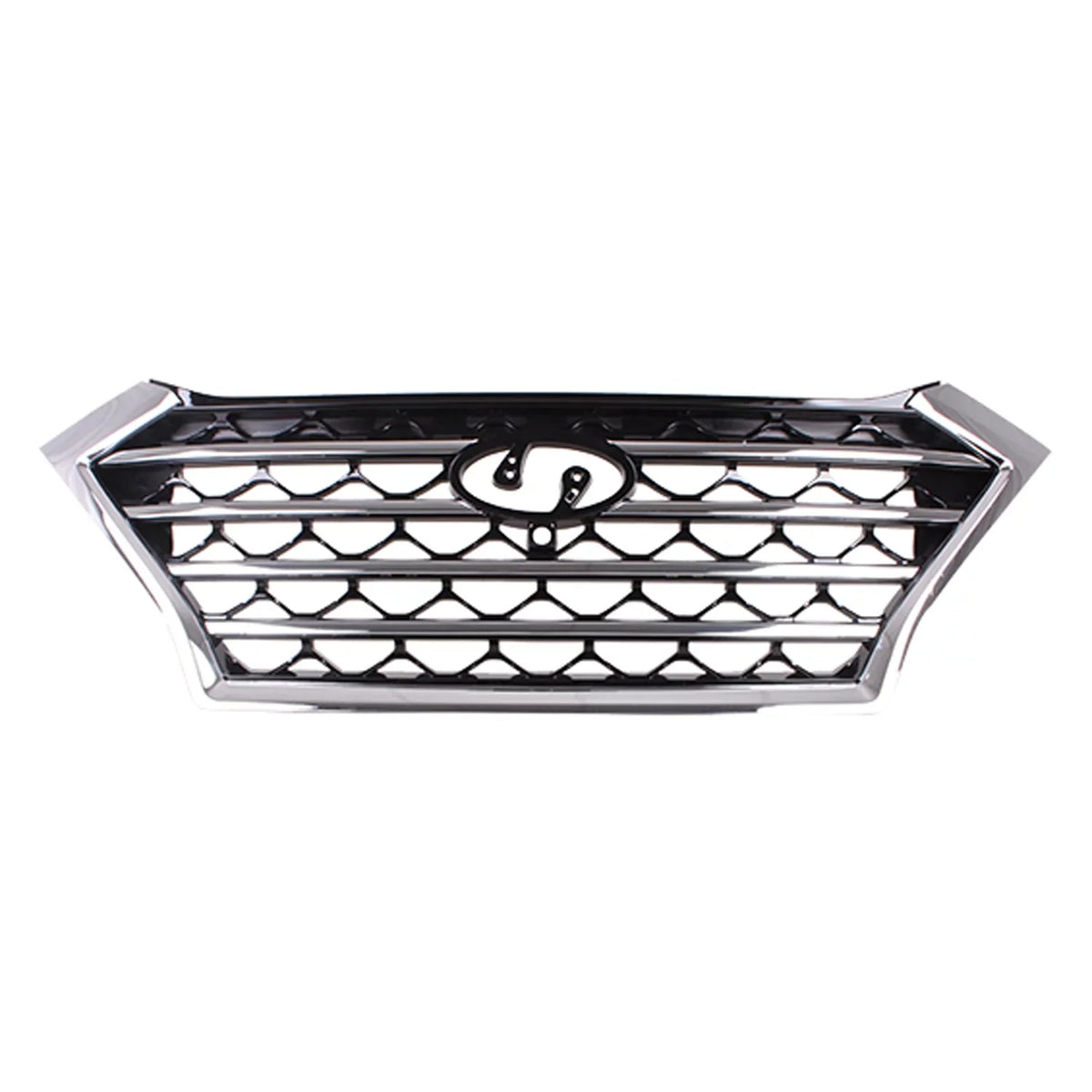 FRONT GRILLE; FOR USE WITH CAMERA; PAINTED BLACK WITH CHROME MOLDINGS;