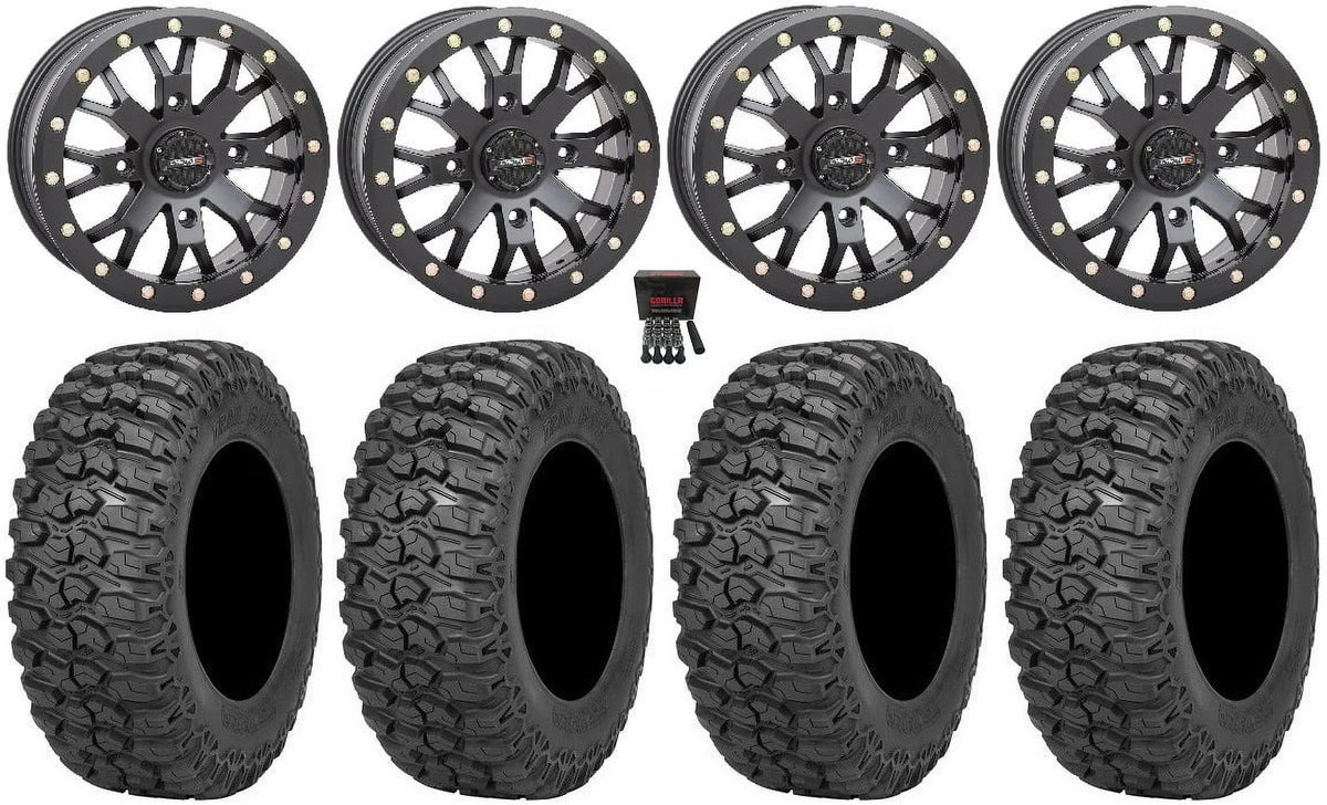 System 3 SB-4 Black (6+1) 15" Wheels 32" Trail Saw 2.0 Tires Can-Am Commander Maverick Renegade Outlander Defender