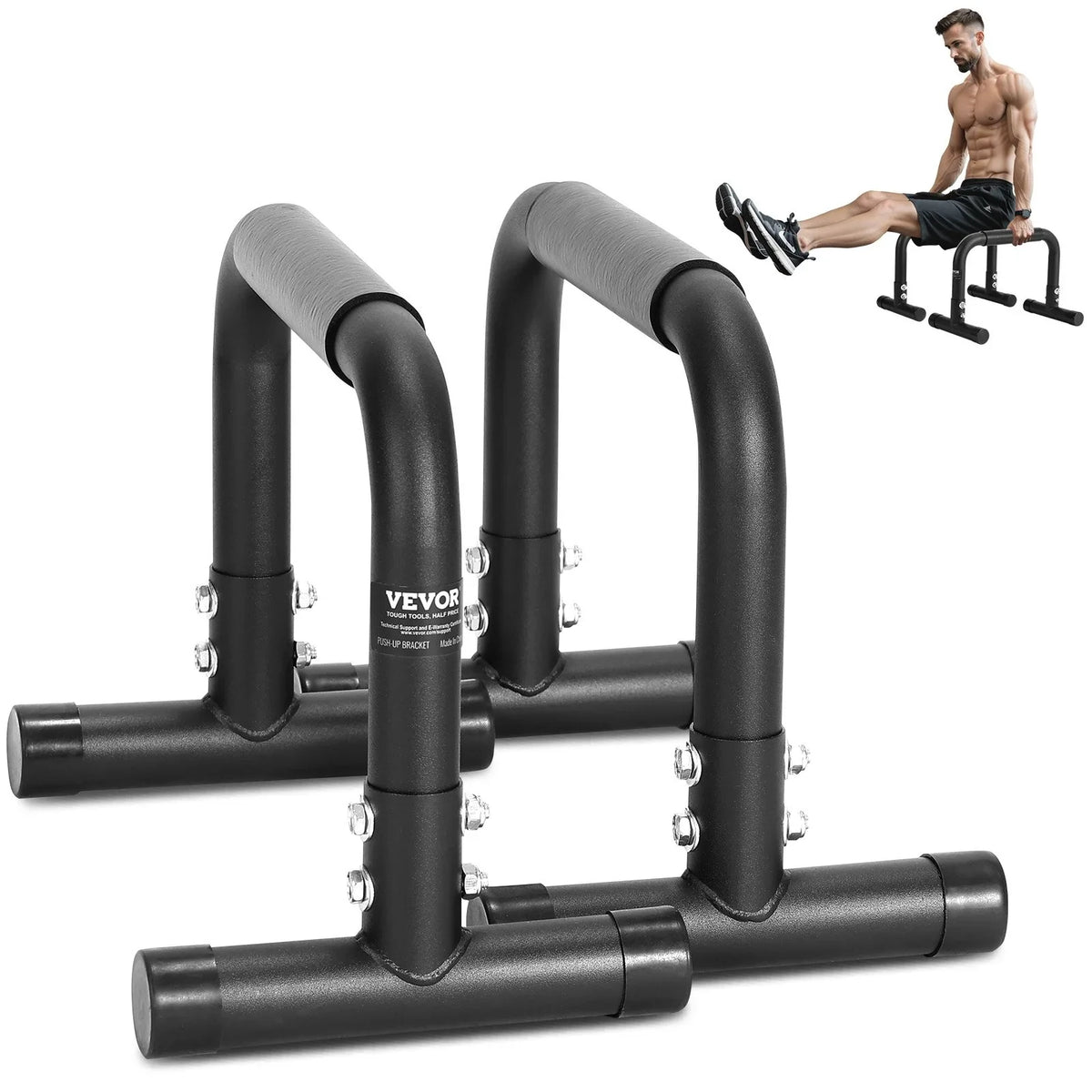 VEVOR Heavy-Duty Dip Bars, 500 lbs Capacity, Fitness Workout Stand with Stabilizers - Ideal for Home Gym, Office, and Outdoor Strength Training