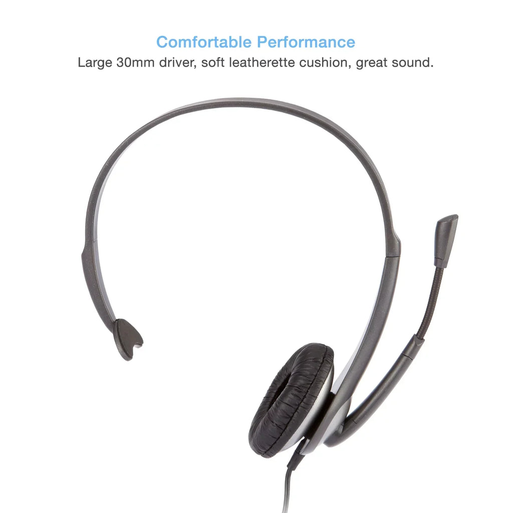 Cyber Acoustics Gray Mono Headset w/ Y-Adapter & Microphone (AC-104) -