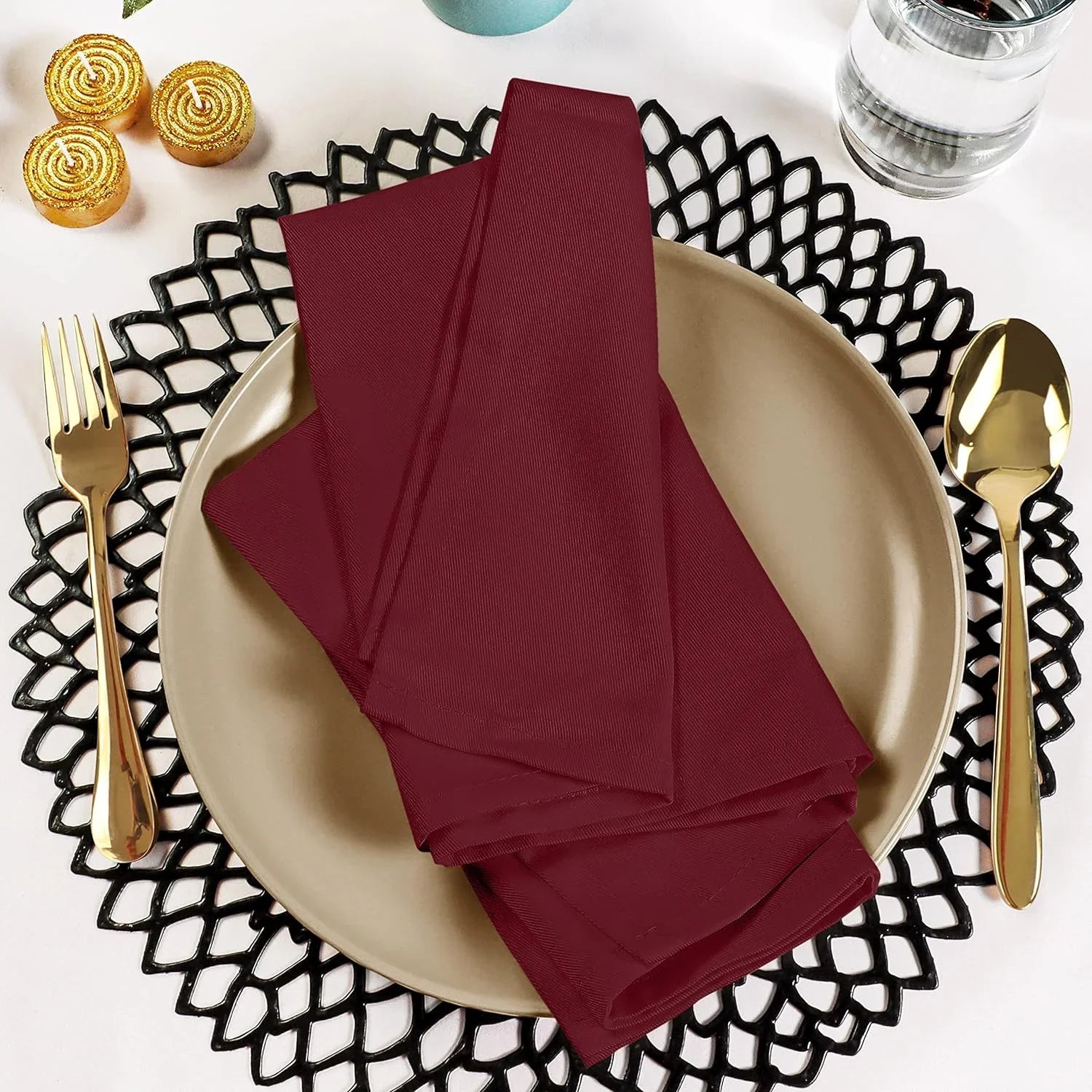 Utopia Kitchen Burgundy Cloth Napkins [12 Pack, 18x18 Inch] Cotton Blend Washable and Reusable Table Dinner Napkins for Hotel, Lunch, Restaurant, Weddings, Event and Parties 18x18 Inch Burgundy