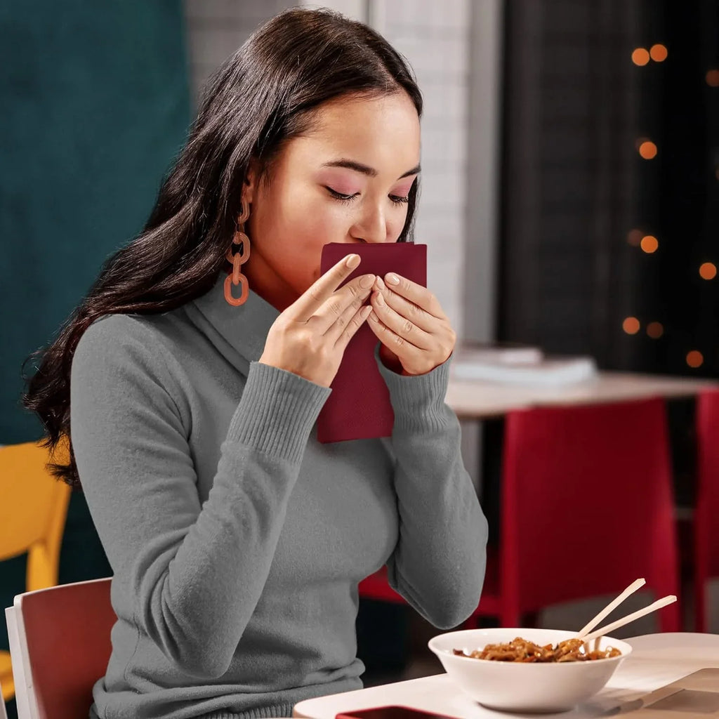 Utopia Kitchen Burgundy Cloth Napkins [12 Pack, 18x18 Inch] Cotton Blend Washable and Reusable Table Dinner Napkins for Hotel, Lunch, Restaurant, Weddings, Event and Parties 18x18 Inch Burgundy